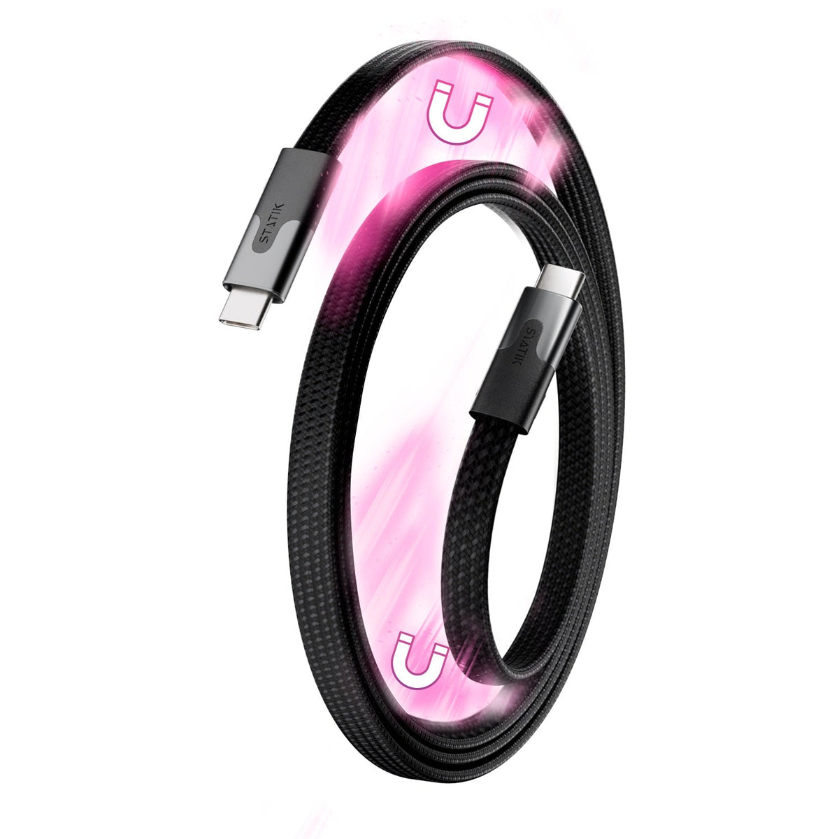 Statik® MagStack Slim Pro | Tangle-Free Magnetic Nylon | Fast Charging Data Cable
