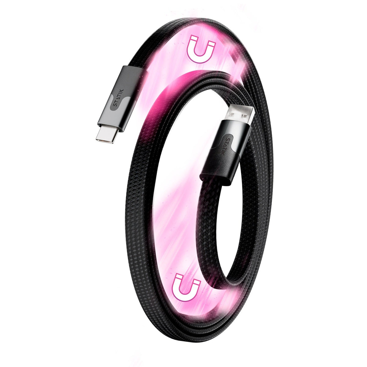 Statik® MagStack Slim | Tangle-Free Magnetic Nylon | Charge & Data Cable