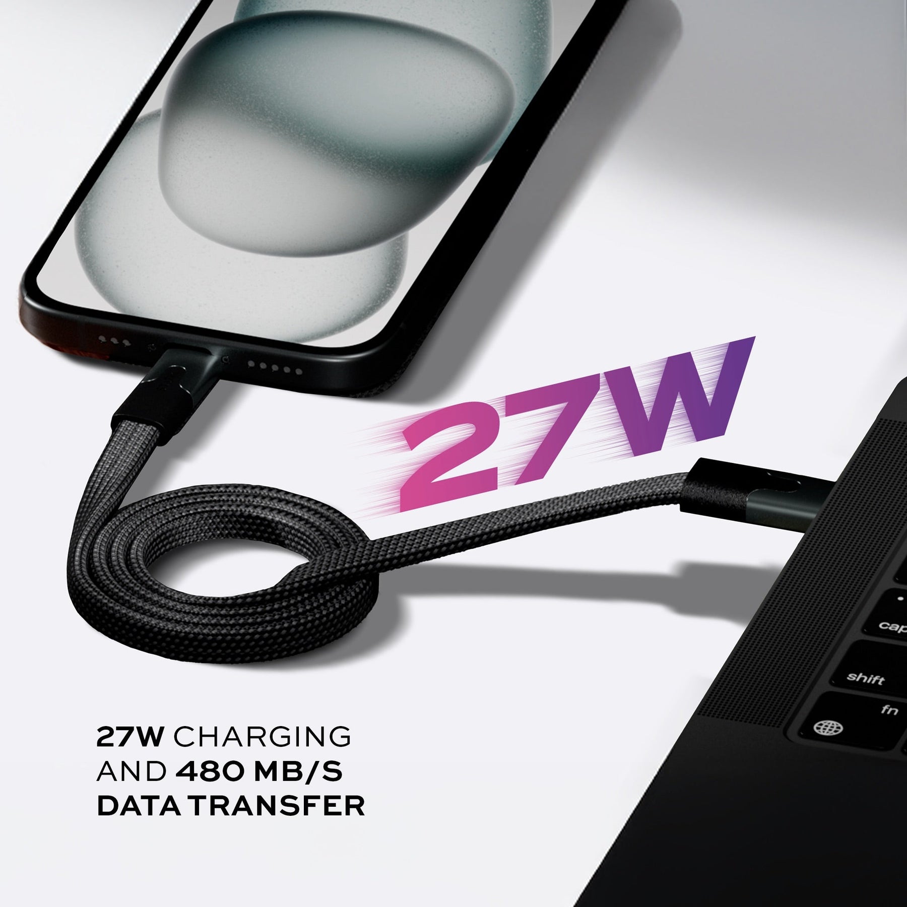 Statik® MagStack Slim | Tangle-Free Magnetic Nylon | Charge & Data Cable