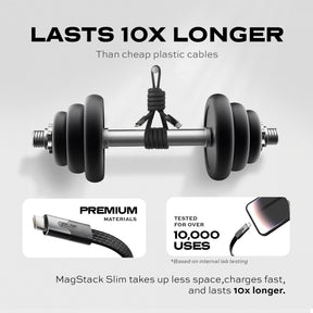 Statik® MagStack Slim | Tangle-Free Magnetic Nylon | Charge & Data Cable