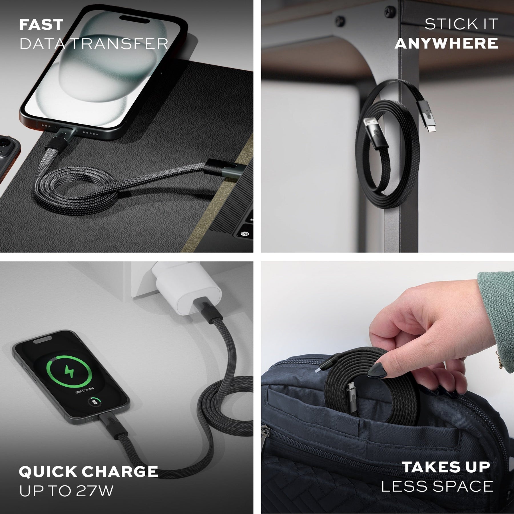 Statik® MagStack Slim | Tangle-Free Magnetic Nylon | Charge & Data Cable