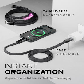 Statik® MagStack Slim | Tangle-Free Magnetic Nylon | Charge & Data Cable