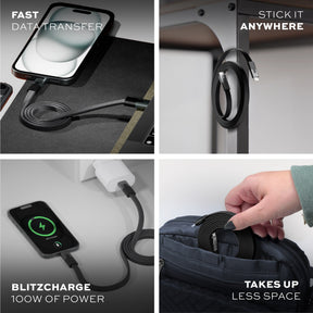 Statik® MagStack Slim Pro | Tangle-Free Magnetic Nylon | Fast Charging Data Cable