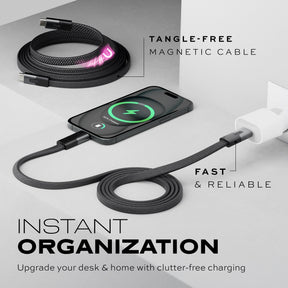Statik® MagStack Slim Pro | Tangle-Free Magnetic Nylon | Fast Charging Data Cable