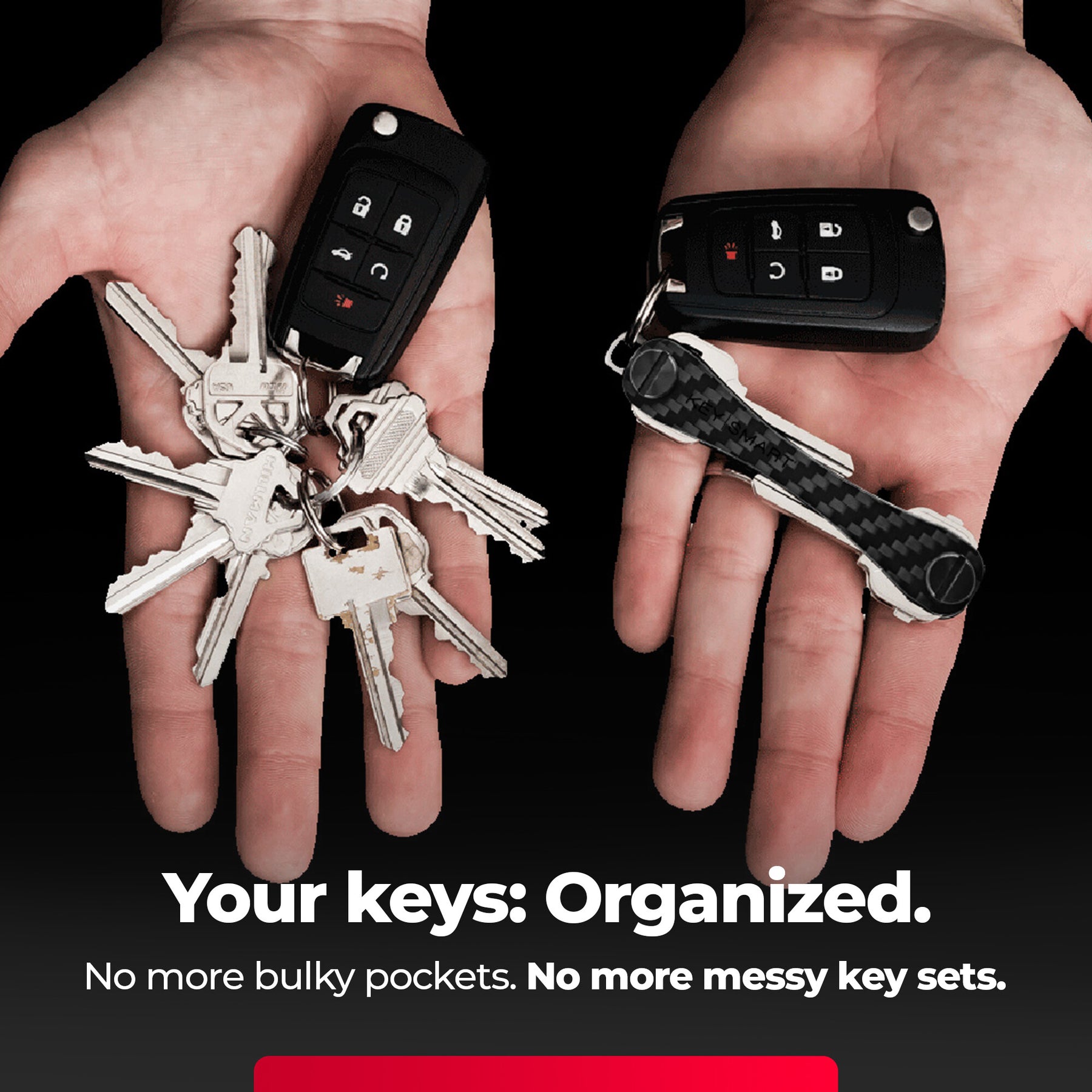 KeySmart® Carbon Fiber 3k | Original Compact Key Organizer | Holds Up To 14 Keys